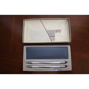 ENGRAVED Cross Chrome Ladies Shells Pen & 0.5mm Pencil (354105) Pen Purse & Box